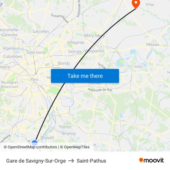 Gare de Savigny-Sur-Orge to Saint-Pathus map