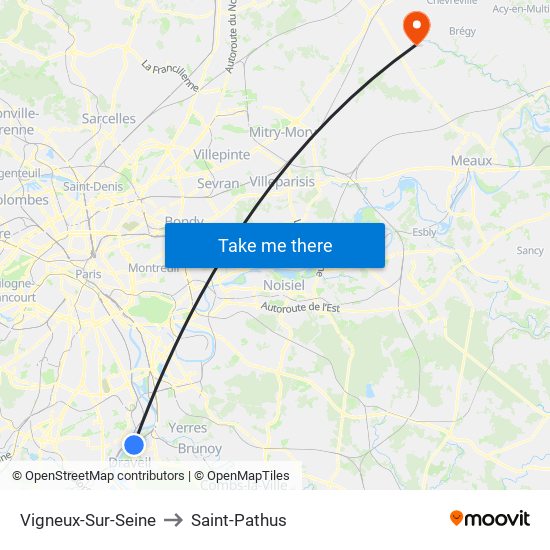 Vigneux-Sur-Seine to Saint-Pathus map