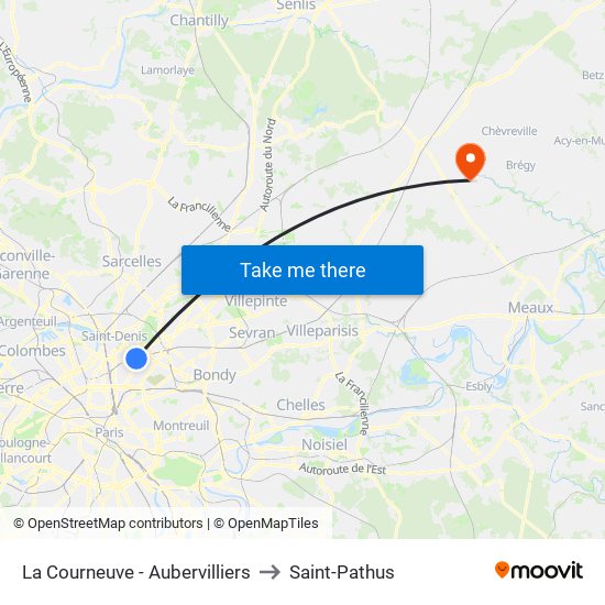 La Courneuve - Aubervilliers to Saint-Pathus map