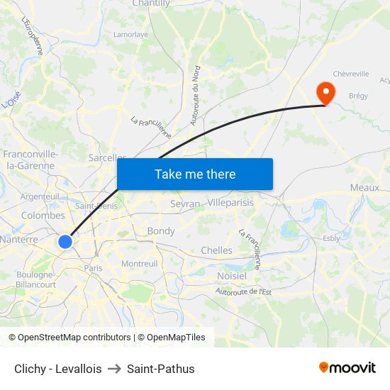 Clichy - Levallois to Saint-Pathus map
