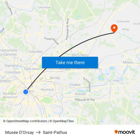Musée D'Orsay to Saint-Pathus map