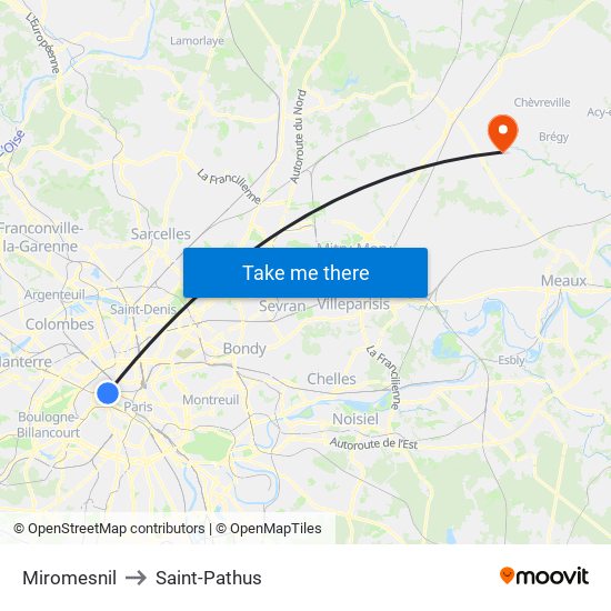 Miromesnil to Saint-Pathus map