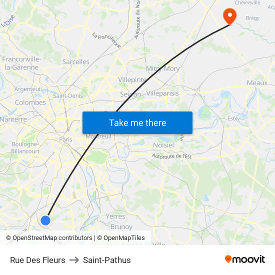 Rue Des Fleurs to Saint-Pathus map