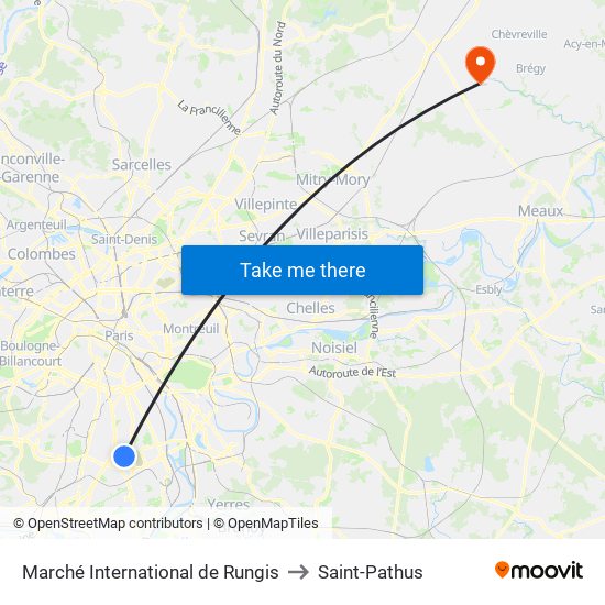 Marché International de Rungis to Saint-Pathus map