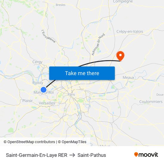 Saint-Germain-En-Laye RER to Saint-Pathus map