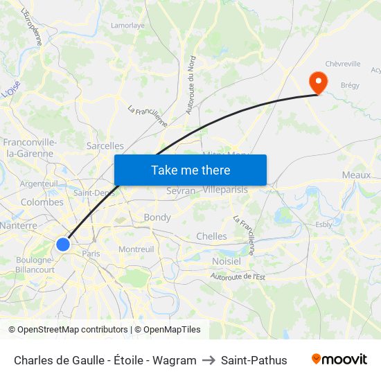 Charles de Gaulle - Étoile - Wagram to Saint-Pathus map