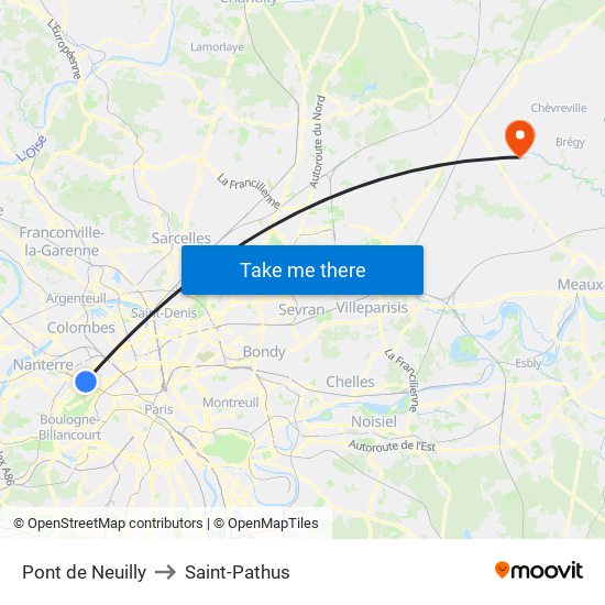 Pont de Neuilly to Saint-Pathus map