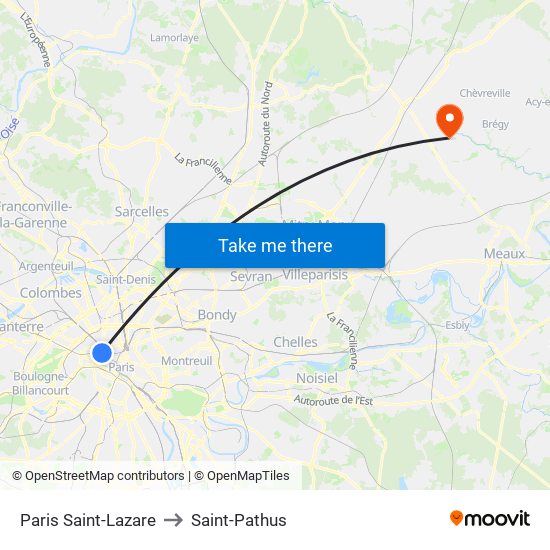 Paris Saint-Lazare to Saint-Pathus map