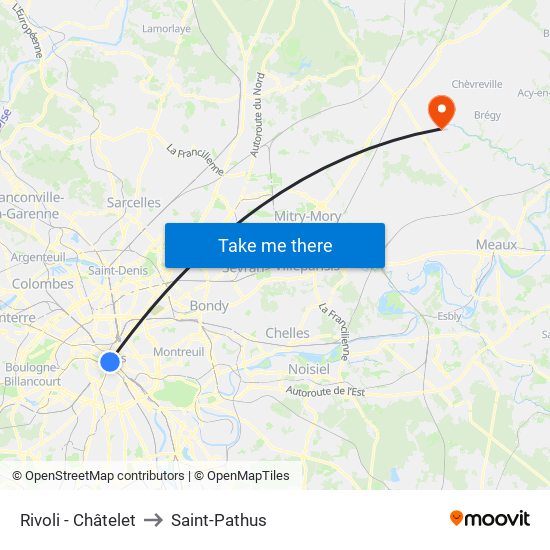 Rivoli - Châtelet to Saint-Pathus map