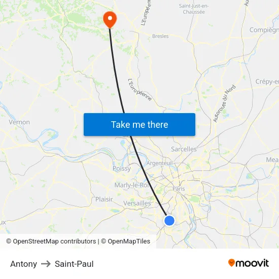 Antony to Saint-Paul map