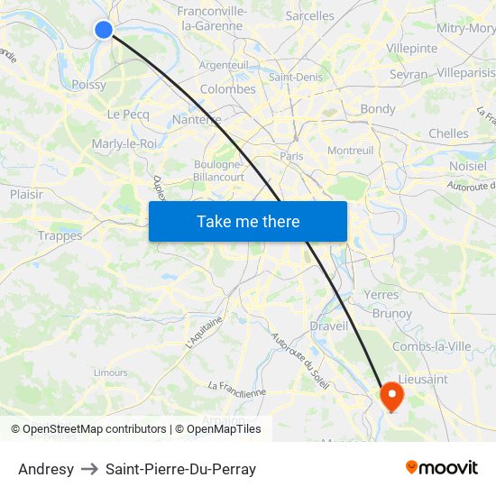 Andresy to Saint-Pierre-Du-Perray map