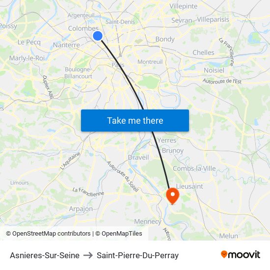 Asnieres-Sur-Seine to Saint-Pierre-Du-Perray map