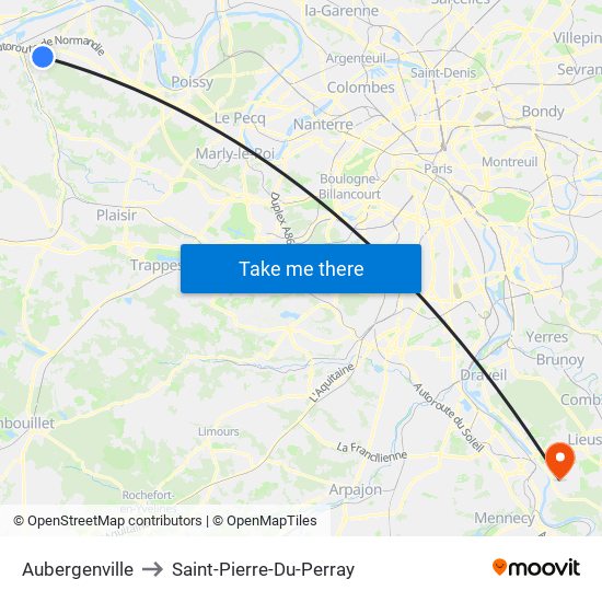 Aubergenville to Saint-Pierre-Du-Perray map