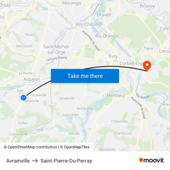 Avrainville to Saint-Pierre-Du-Perray map