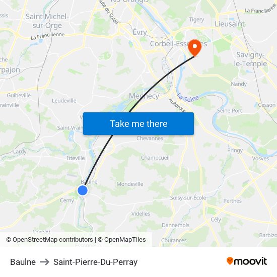 Baulne to Saint-Pierre-Du-Perray map