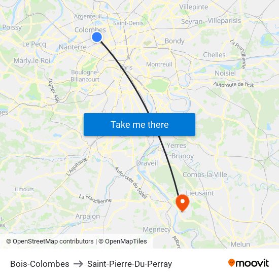 Bois-Colombes to Saint-Pierre-Du-Perray map