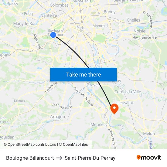 Boulogne-Billancourt to Saint-Pierre-Du-Perray map