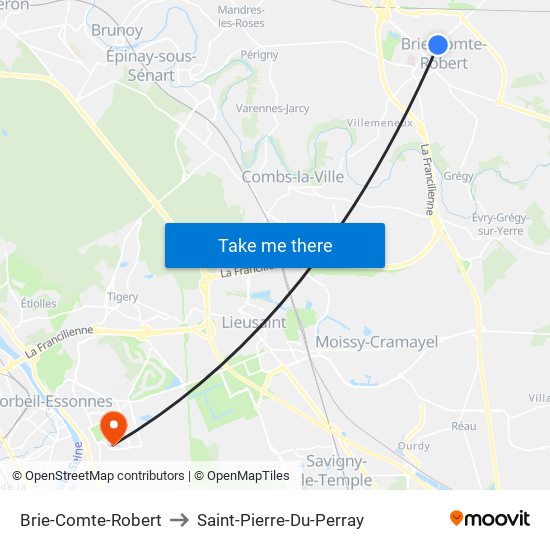 Brie-Comte-Robert to Saint-Pierre-Du-Perray map