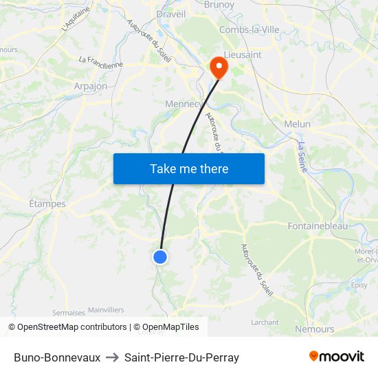 Buno-Bonnevaux to Saint-Pierre-Du-Perray map