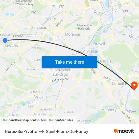 Bures-Sur-Yvette to Saint-Pierre-Du-Perray map