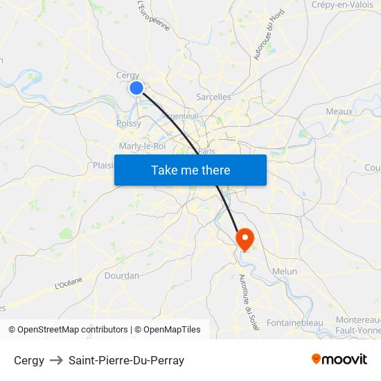 Cergy to Saint-Pierre-Du-Perray map