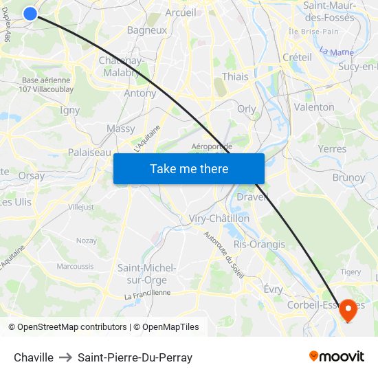 Chaville to Saint-Pierre-Du-Perray map