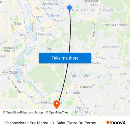 Chennevieres-Sur-Marne to Saint-Pierre-Du-Perray map
