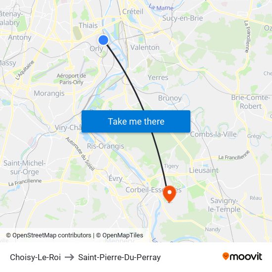 Choisy-Le-Roi to Saint-Pierre-Du-Perray map