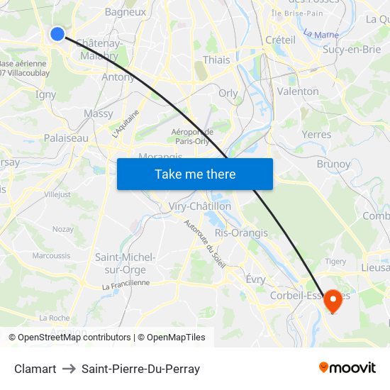 Clamart to Saint-Pierre-Du-Perray map