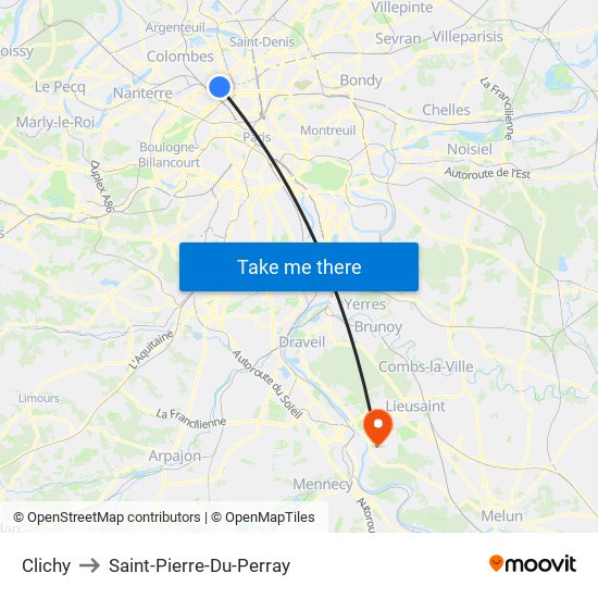 Clichy to Saint-Pierre-Du-Perray map