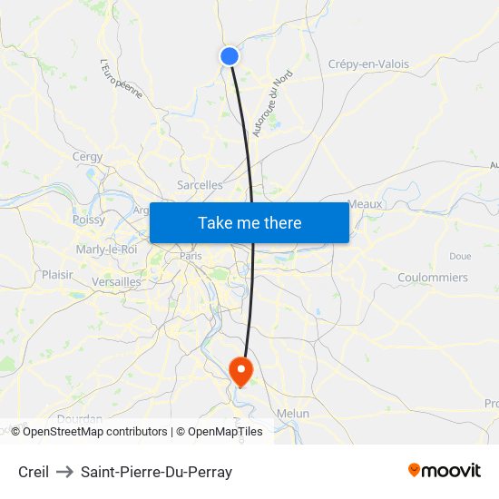 Creil to Saint-Pierre-Du-Perray map