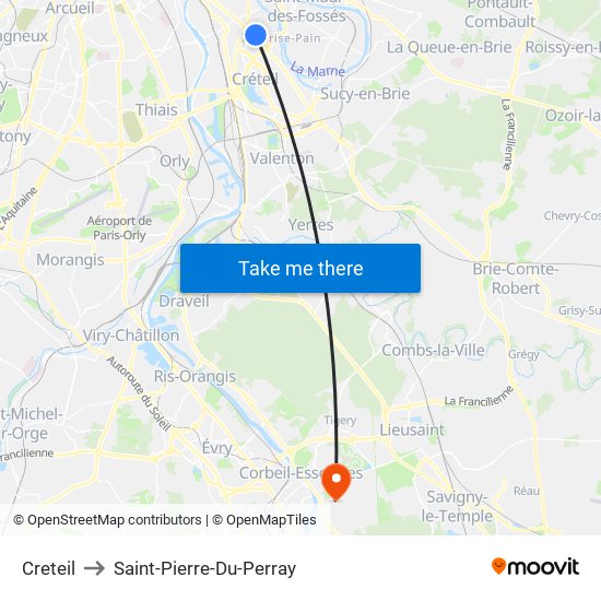 Creteil to Saint-Pierre-Du-Perray map