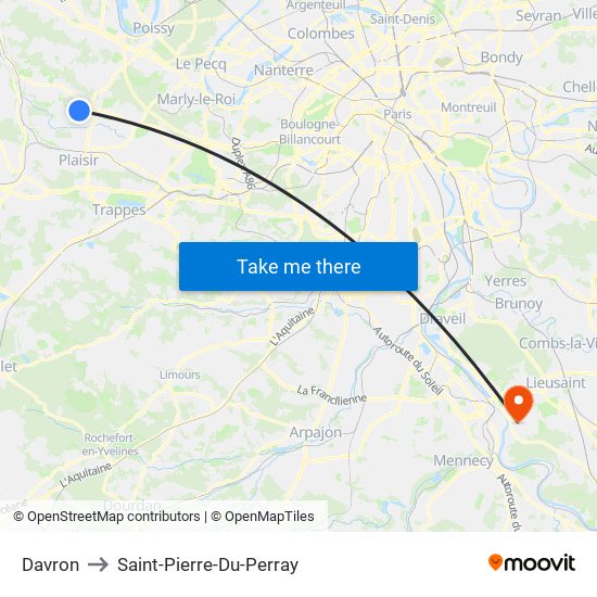 Davron to Saint-Pierre-Du-Perray map