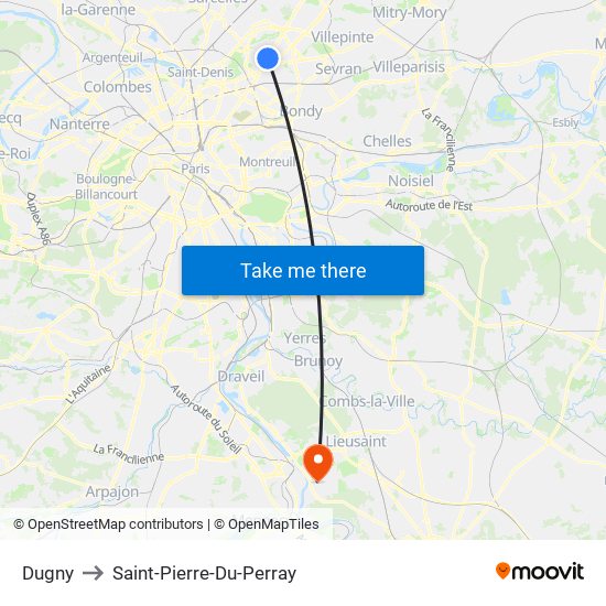 Dugny to Saint-Pierre-Du-Perray map