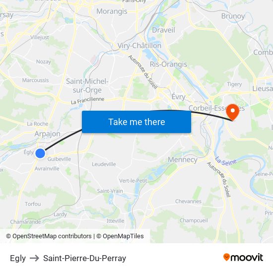 Egly to Saint-Pierre-Du-Perray map