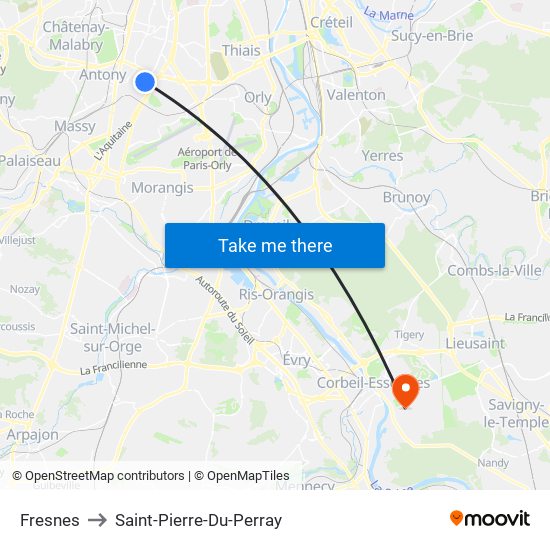 Fresnes to Saint-Pierre-Du-Perray map