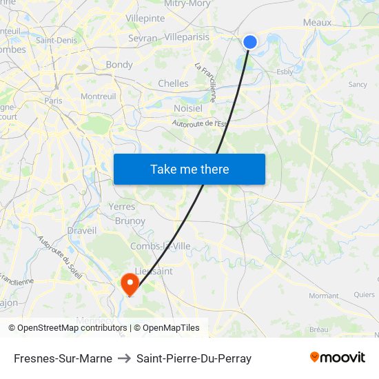 Fresnes-Sur-Marne to Saint-Pierre-Du-Perray map