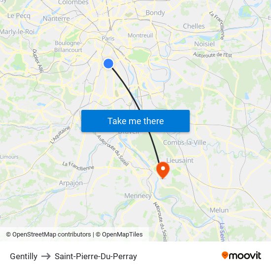 Gentilly to Saint-Pierre-Du-Perray map