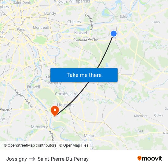 Jossigny to Saint-Pierre-Du-Perray map