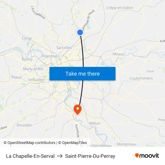 La Chapelle-En-Serval to Saint-Pierre-Du-Perray map