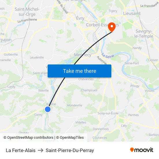 La Ferte-Alais to Saint-Pierre-Du-Perray map