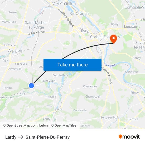 Lardy to Saint-Pierre-Du-Perray map