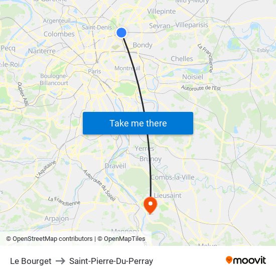 Le Bourget to Saint-Pierre-Du-Perray map