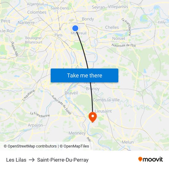 Les Lilas to Saint-Pierre-Du-Perray map