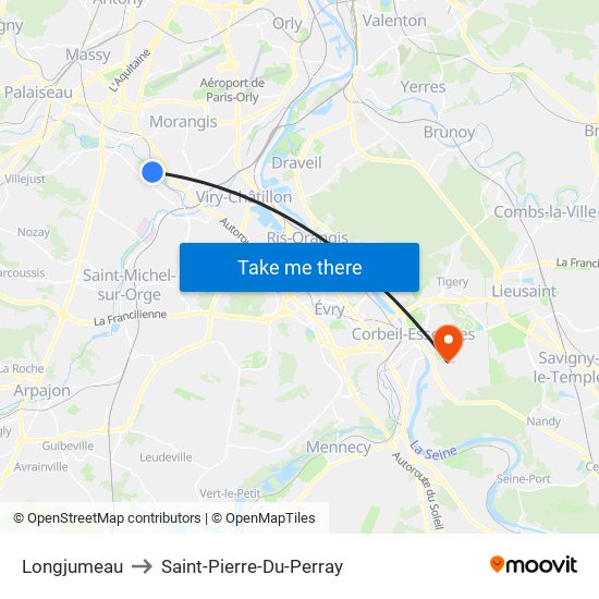 Longjumeau to Saint-Pierre-Du-Perray map