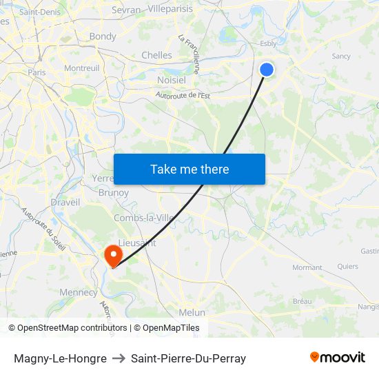 Magny-Le-Hongre to Saint-Pierre-Du-Perray map