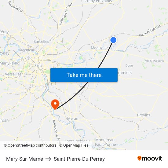 Mary-Sur-Marne to Saint-Pierre-Du-Perray map