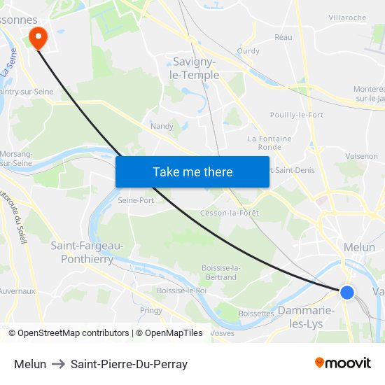 Melun to Saint-Pierre-Du-Perray map