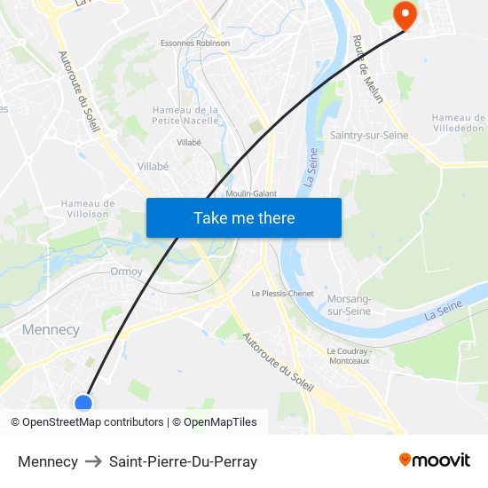 Mennecy to Saint-Pierre-Du-Perray map