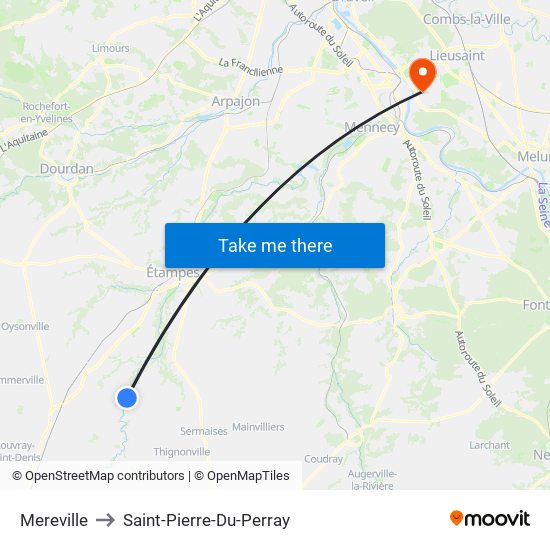 Mereville to Saint-Pierre-Du-Perray map